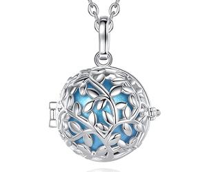 AEONSLOVE Collier Femme Enceinte Collier Bola Grossesse pour Future Maman Pendentif Grelot Enceinte Cage avec Boule Sonore Joujou de Bébé, Cadeau de Noël Naissance, Chaîne 114cm