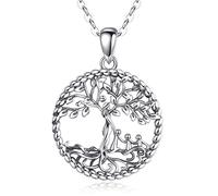 AEONSLOVE Collier pour Maman Argent 925 Collier Arbre de Vie Collier Fete des Meres Pendentif Arbre de Vie Argent pour Femme Bijoux Mère Fille Cadeau Maman Anniversaire Mamie