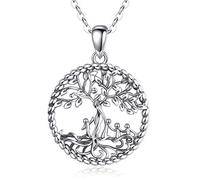 AEONSLOVE Collier pour Maman Argent 925 Collier Arbre de Vie Pendentif Arbre de Vie Argent Femme Collier Fete des Meres Bijoux Mère Fille Cadeau Maman Anniversaire Mamie