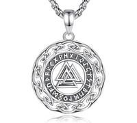 AEONSLOVE Collier Runes Viking Argent 925 pour Homme Femme Collier Vikings Homme Pendentif Runes Valknut Argent Bijoux Viking Nordique