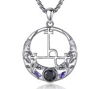 AEONSLOVE Collier Sceau de Déesse Lilith Argent 925 pour Femmes Filles Pendentif Amulette Lilith avec Zircone Cubique Bijoux de Sorcière Vintage