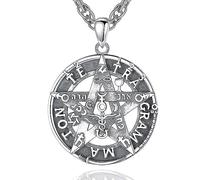 AEONSLOVE Collier Tetragrammaton Argent 925 Homme Femme Pendentif Pentacle de Protection Bijoux Hébraïques Amulette Wiccan Porte-Bonheur