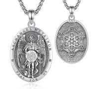 AEONSLOVE Medaille Miraculeuse Argent 925 Collier Croix Chretienne Orthodoxe pour Homme Femme, Pendentif Saint Benoit/Saint Michel/Vierge Marie/Raphael/Metatron/Christophe, Bijoux Religieux
