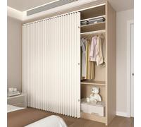 Aeovot Rideaux Armoire sur Mesure Rideau Cache Placard Cuisine Rideau Anti-Poussière pour Étagères avec Rails Coulissants Rideau Meuble Cuisine sous Evier pour Dressing sans Perceuse(Beige)