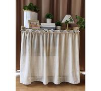 Aeovot Rideaux Courts Plissés Armoire Rideau Meuble Cuisine Rideau Cache Placard Cuisine, Rideau Voilage Lin Anti-Poussière pour Étagères/sous Evier - Rétro/sans Perçage/Occultant(90x120 cm)