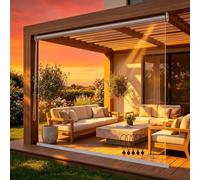 Aeovot Store Enrouleur Pergola Extérieur en PVC Étanche Transparent Stores à Enroulement en Plastique Rideau Anti-Poussière à Isolation Thermique Coupe-Vent pour Balcon Terrasse Jardin(120x220 cm)