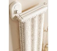 Aeovot Tringle Rideau Douche sans Percage Pliable avec Double Ventouses | Barre de Douche Angle en Forme de L/U avec Rideau de Douche Anti Moisissure/Imperméable pour Salle de Bain(E,165 CM)