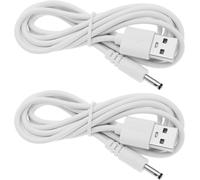 AER-2pcs Câbles de Chargeur USB vers DC 3,5mm Trou Rond Cordon de Charge Compatible avec Fairywill Brosse à Dents Électrique Stéréo Petit Ventilateur Nettoyant 5V 1A 1 Mètre, Blanc