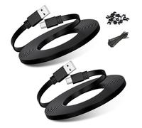 Aer-Basesailor Câble D'alimentation Micro Usb 3m 2-Pack,Cordon Charge Caméra Sécurité Domicile Plat Chargeur Pour Home Security Camera,Wyze Cam Pan,Yi Cam,Nest Cam,Blink Xt Xt2 Mini,Furbo Dog,Arlo Q,