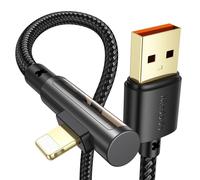 AER-Câble USB vers Lightning 90° 1.2m Transparent - Charge Rapide 3A Max, Données & Charge Synchrone - Compatible iPhone 11/12/13/14, iPad, AirPods