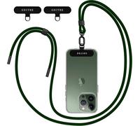 Aer-Chaîne De Téléphone Portable Universelle - Convient Pour Tous Les Smartphones - Avec 2 Patchs Universels - Compatible Avec Toutes Les Coques De Téléphone Standard (Vert Foncé)