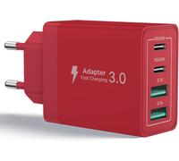 Aer-Chargeur Usb C, 40w 4 Port Prise Usbc Chargeur Rapide Iphone, 3.1a Pd+Qc Type C Adaptateur Multi Secteur Chargeur Pour Iphone16 15 14 13 12 11 Pro Max X Xs Xr 8 7 6s Plus Mini Se,Ipad,Samsung