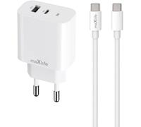AER-Maxlife Chargeur USB C USB avec cable USB C vers Lightning 30W Blanc - Fonction Quick Charge et Technologie Power Delivery - Adaptateur USB C USB à Détection des Appareils- Chargeur rapide USB C