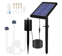 Aérateur de bassin solaire avec 2 pierres à bulles d'air, kit de pompe à air étanche IP64, pompe à oxygène solaire multifonctionnelle portable, 3 modes d'oxygène, 35 dB sourdine, pour jardin, piscine,