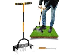 Aérateur de Gazon,Aérateur pour Sol et Pelouse avec Manche en T Antidérapant - Équipement à Main Perforateur de Sol pour Jardin Potager Cour Ferme Terrasse