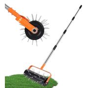 Aérateur De Pelouse Roulant, Rouleau Manuel à Pointes d'herbe avec 42 Pointes, Poignée Réglable, Outils D'aération Manuels pour Jardin, Terrasse, Cour, Sols Compactés Et Pelouses Orange