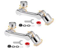 Aérateur de Robinet, Aérateur Rotatif à 1440°, 2 Modes Mousseur Robinet Economie Eau, Pour Robinet Pour Éviers de Cuisine Salle de Bain lavabo, 2 Piece, Argent