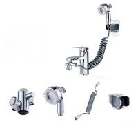 Aérateur de robinet de lavabo avec tuyau extensible de 1,4 m, pomme de douche double mode, bec rotatif à 360°, 3 réglages de pulvérisation (A)