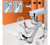 Aérateur de Robinet SELORSS, Rallonge de robinet universelle rotative à 1080°, Deux Méthodes de Sortie d'eau, Laiton massif, Filtre économiseur d'eau, Mousseur pour Cuisine et Salle de Bain, Argent