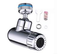 Aérateur d'eau rotatif à 720 degrés avec filtre pour réduire les contaminants et paramètres de débit réglables pour le fonctionnement des éclaboussures, conçu pour robinets de 22/24 mm (argenté)