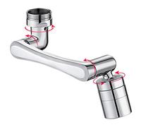 Aerateur pour Robinet 2 en 1 Filtre Anti-éclaboussures Universel, Robinet Rotatif à 1440° Salle de Bain, 2 Modes Réglable Rotation Robinet de Cuisine, Adaptateur de Bec de Robinet Economiseur D'eau