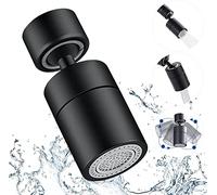 Aérateur Robinet Universel, Mousseur Robinet Noir, 360° Pivotant Filtre Adaptateur Économiseur d'eau avec 2 Modes Pulvérisation Anti-éclaboussures Détartrage, pour Cuisine Salle Bain Lavabo-FM22