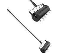 VEVOR Aérateur de Pelouse Gazon Roulant Manuel 457,2 mm Poignée Amovible Noir