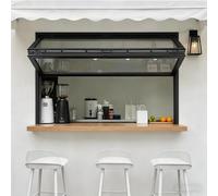 Aeration Fenêtre de Cabanon Pliante Fenêtre Aluminium avec Verrou de Sécurité pour Cafés, Comptoirs de Vente à Emporter en Extérieur et Cuisines(Nero,WxH 40x36in/101.6x91.4cm)