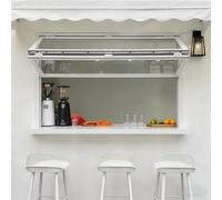 Aeration Fenêtre de Cabanon Pliante Fenêtre Aluminium avec Verrou de Sécurité pour Cafés, Comptoirs de Vente à Emporter en Extérieur et Cuisines(Wit,WxH 32x28in/81.2x71.1cm)