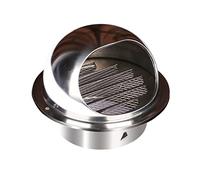 Aérations murales rondes en acier inoxydable 304 avec filet d'écran et capuchon d'aération mural résistant aux intempéries pour cuisine, chambre à coucher, salle de bain, bureau (argenté, 125 mm)