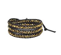 AeraVida Bracelet en cuir bohème multi-couches doré muse avec perles tribales, Cuir