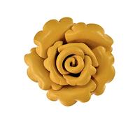 AeraVida Broche enchantée en cuir véritable en forme de fleur de rose et pince à cheveux | Accessoire floral fait main pour femme | Épingle colorée rose, jaune ou orange pour cheveux, robe ou revers