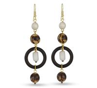 AeraVida Philippines Earthly Origins Boucles d'oreilles pendantes en bois et laiton faites à la main | Boucles d'oreilles bohème légères en bois pour femme | Bijoux éthiques