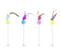 Aerensic Jouet à Ressort en Plumes de Chat de Couleur aléatoire avec Ventouse, Baguette Interactive for Chat, Jouet for Chat, grattoir for Chat(3)