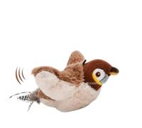 Aerensic Jouet interactif for Chat en Forme d'oiseau simulé, Oiseau gazouillant et battant Rechargeable (Pas de vol), Jouet en Peluche activé au Toucher avec de l'herbe à Chat(Flapping Sparrow)