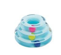 Aerensic Tour de Jouets interactifs à 3 Couches for Chat avec balles colorées Exercice Physique Mental, Jeu de Puzzle Amusant for Chats Actifs(Bule)