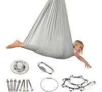 Aerial Hamac de yoga 150 x 280 cm - Anti-Gravity Yoga Swing avec capacité de charge de 200 kg - Avec ferrures et instructions de montage - Pour Pilates, exercices d'inversion - Gris