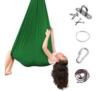 Aerial Hamac de yoga, 150 x 280 cm, pour yoga, swing, anti-gravité, avec ferrures, capacité de charge de 200 kg, vert