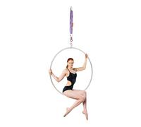 Aerial Hoop Kit de 95 cm avec accessoires - Anneau d'air pour entraînement complet du corps et acrobatie aérienne en acier inoxydable, argent et violet, convient pour la salle de gym, la maison, l'art