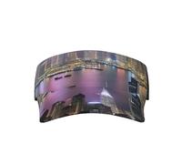 Aerial Night of View Hong Kong Imprimer Commodité UV Protection Casquette de protection solaire Chapeau Respirant Été Camping Usage quotidien Noir