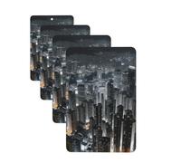 Aerial Night of View Hong Kong Lot de 4 cartes parfumées à suspendre pour voiture, aromathérapie longue durée, pour armoire, salle de bain, voiture, miroir intérieur