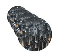 Aerial Night of View Hong Kong Lot de 4 cartes parfumées à suspendre pour voiture, aromathérapie longue durée, pour armoire, salle de bain, voiture, miroir intérieur