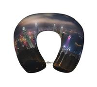 Aerial Night of View Hong Kong Oreiller unisexe en forme de U respirant respirant léger confortable, noir, One Size, noir, One Size