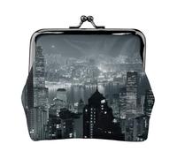Aerial Night of View Hong Kong Petit porte-monnaie léger pour les visites touristiques et les courses, Noir , Taille unique, Pochette à monnaie