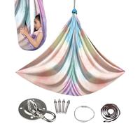 Aerial Silks Ensemble de serviettes d'exercice en suspension, tissu d'exercice acrobate, tissu extensible, 280 x 150 cm, rig portable pour la flexibilité, l'entraînement du tronc, la thérapie