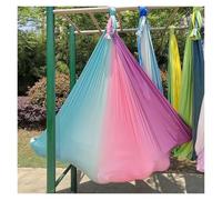 Aerial Yoga HäNgematte Set Hamac volant de yoga de couleur dégradée, balançoire, hamac de yoga aérien, tissu en soie uniquement ou mousqueton et chaîne en marguerite (5 m x 2,8 m)(Purple blue pink)