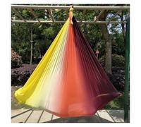 Aerial Yoga HäNgematte Set Hamac volant de yoga de couleur dégradée, balançoire, hamac de yoga aérien, tissu en soie uniquement ou mousqueton et chaîne en marguerite (5 m x 2,8 m)(Orange yellow)