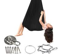 Aerial Yoga Hamac, 2,8 x 1,5 m, fauteuil suspendu élastique avec accessoires, capacité de charge 200 kg, balançoire de yoga pour exercices d'intérieur et relaxation (noir)