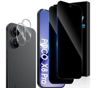 Aerku 2 Pièces Anti-Espion Protecteur D'écran pour Xiaomi Poco X8 Pro 5G, Privacy Verre Trempé Membrane avec 2 Pièces Protecteur d'Objectif de Caméra, Anti-Spy Protection, 9H Dureté Film