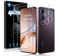 Aerku 2 Pièces Verre Trempé pour Vivo V50 Lite 4G/ 5G avec 2 Pièces Caméra Arrière Objectif Protecteur, Dureté 9H Film Protection écran, Anti Rayures Ultra Résistant Vitre Protection